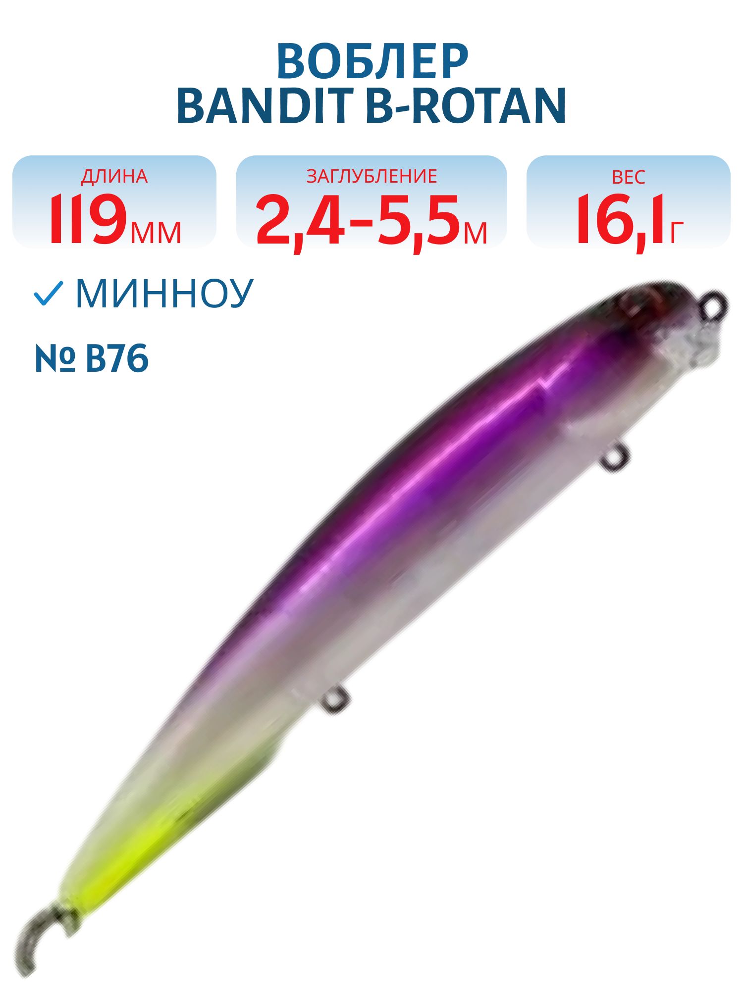 Воблер BANDIT B-ROTAN B76