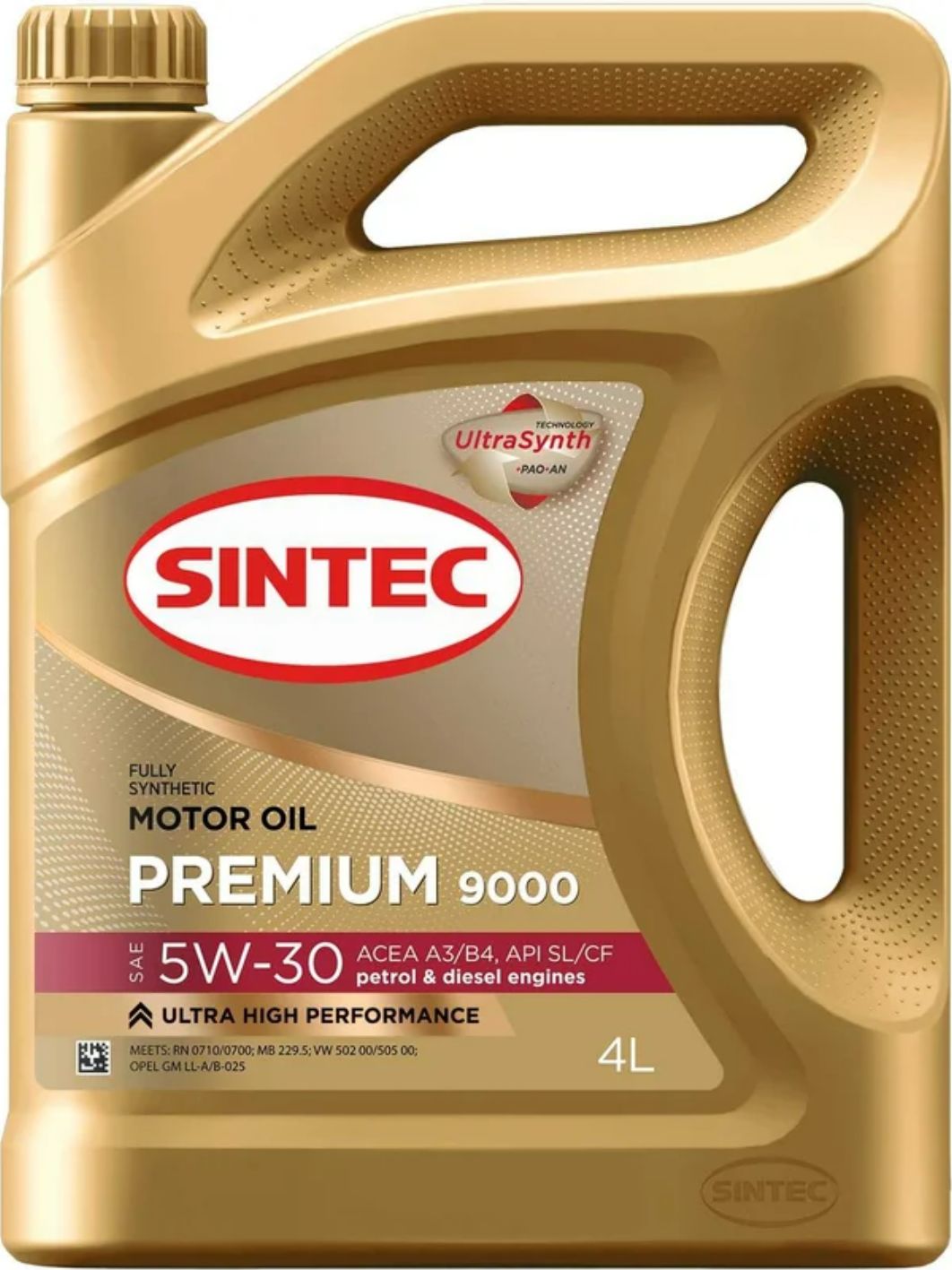 SINTEC PREMIUM 9000 5W30 A3/B4 4L синтетическое моторное масло