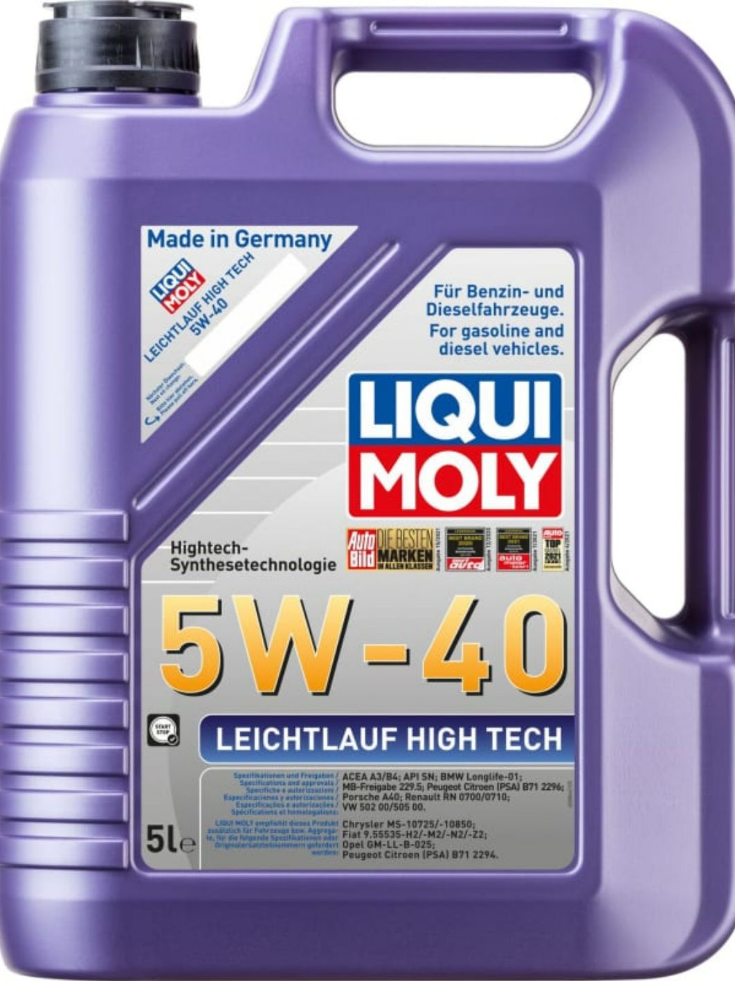 LIQUI MOLY "Leichtlauf High Tech" 5W40 5L синтетическое моторное масло 8029/2328