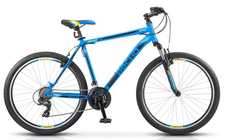 Велосипед колёса 26" горный ДЕСНА 2610 V, 21 скорость, рама сталь 18" (синий/черный)