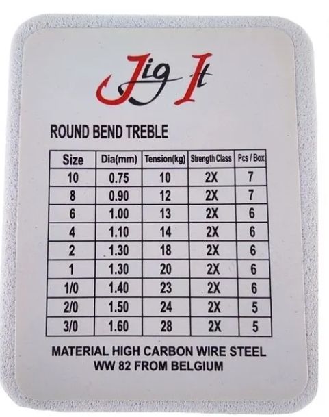 Тройник JIG IT Round bend treble hooks,  7 шт/уп. №10