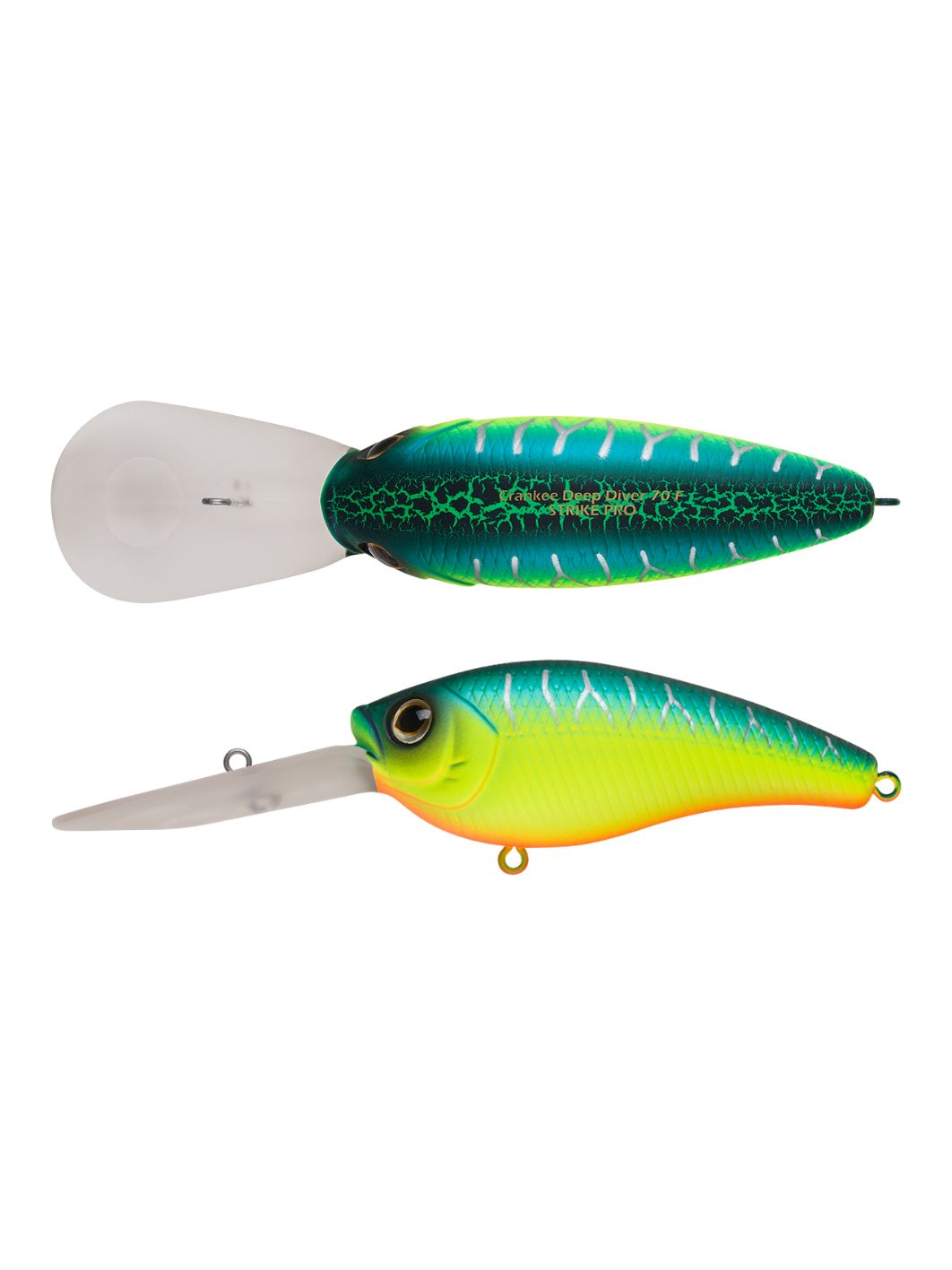 Воблер Крэнк Strike Pro Crankee Deep Diver 70,  70 мм,  20 гр,  Загл. 3, 0м.-5, 0м.,  Плавающий,  цвет: A223S-RP Pearl Mat Tiger,  (JL-037F#A223S-RP)