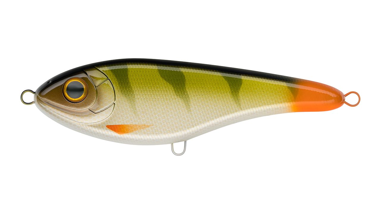 Воблер Джеркбейт Strike Pro Buster Jerk Shallow Runner,  150 мм,  64, 5 гр,  Загл. 1, 0м.,  Медленно всплывающий,  цвет: C076F Natural Perch,  (EG-048S#C076F)