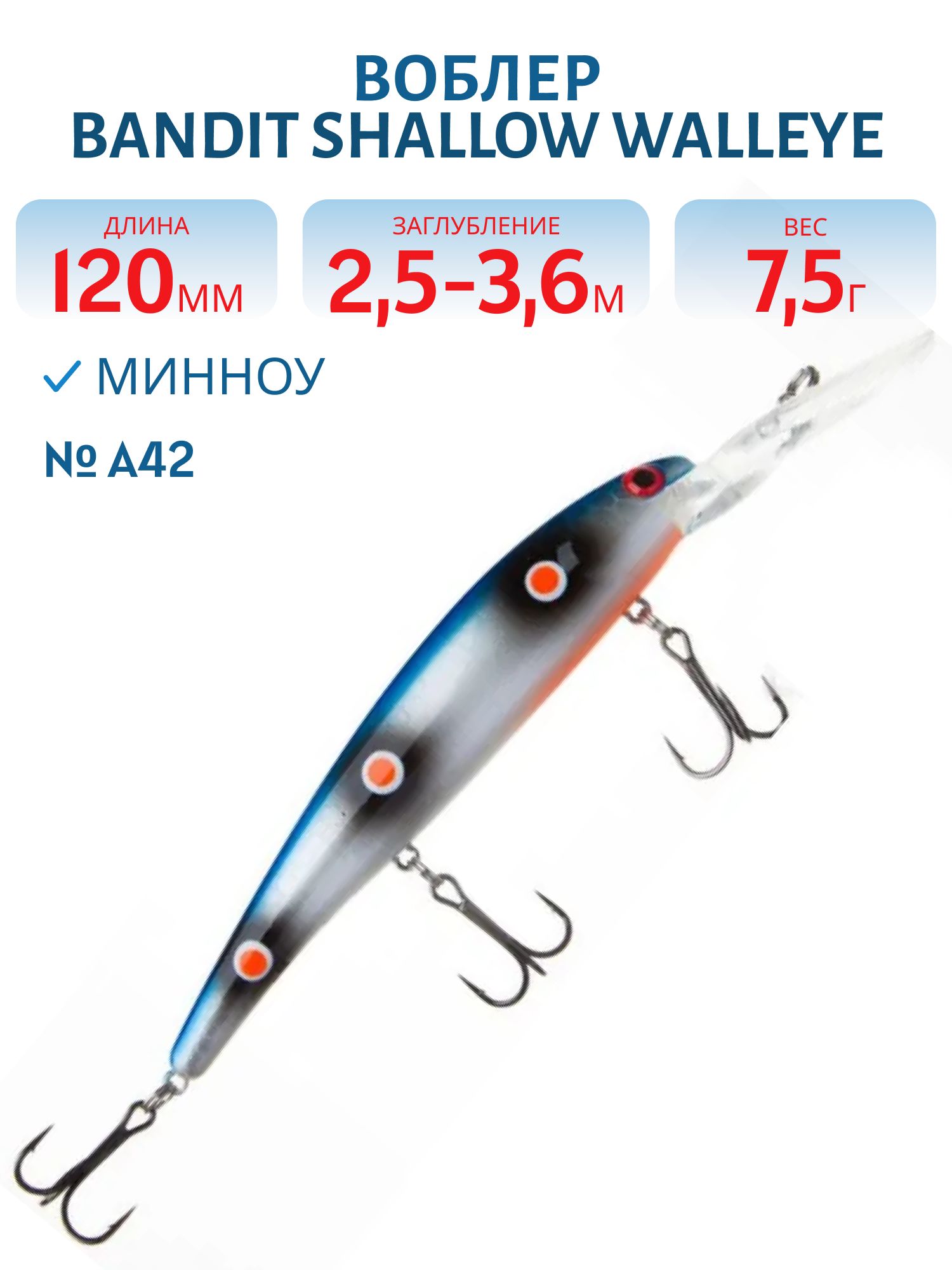Воблер BANDIT SHALLOW WALLEYE A42