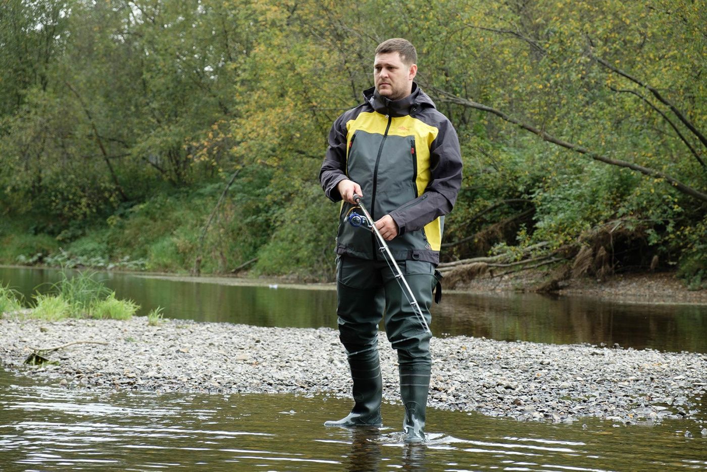 костюм «фиш про»  (таслан, серо-желтый) grayling (р-р 56-58 рост 182-188)