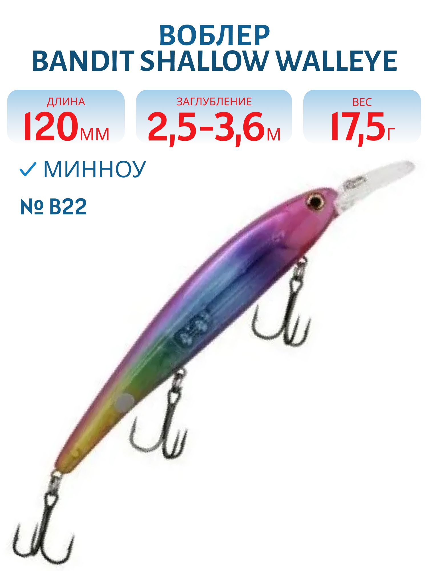 Воблер BANDIT SHALLOW WALLEYE B22