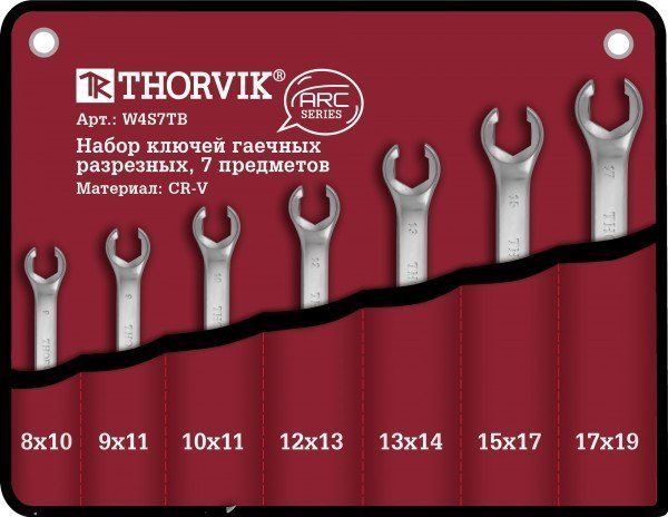 Набор ключей разрезных 7пр. (8-19мм) сумка Thorvik W4S7TB
