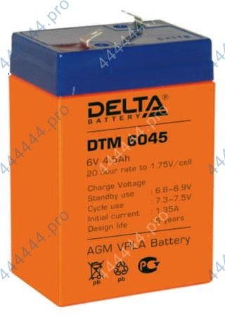 мото  6/4.5А DELTA DTM6045 AGM  Аккумулятор зал/зар.
