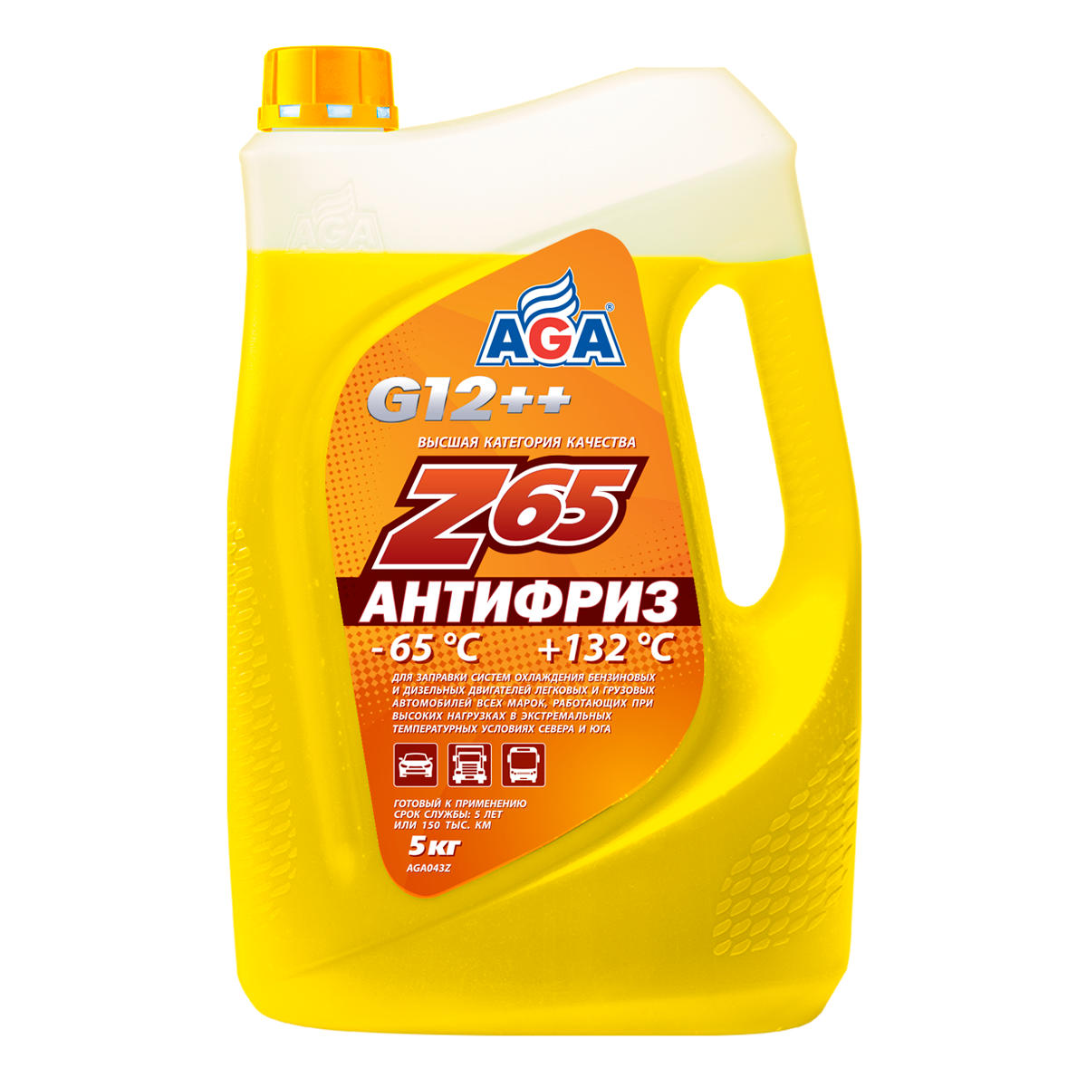 Антифриз AGA Z65 G-12++ 5 кг. желтый