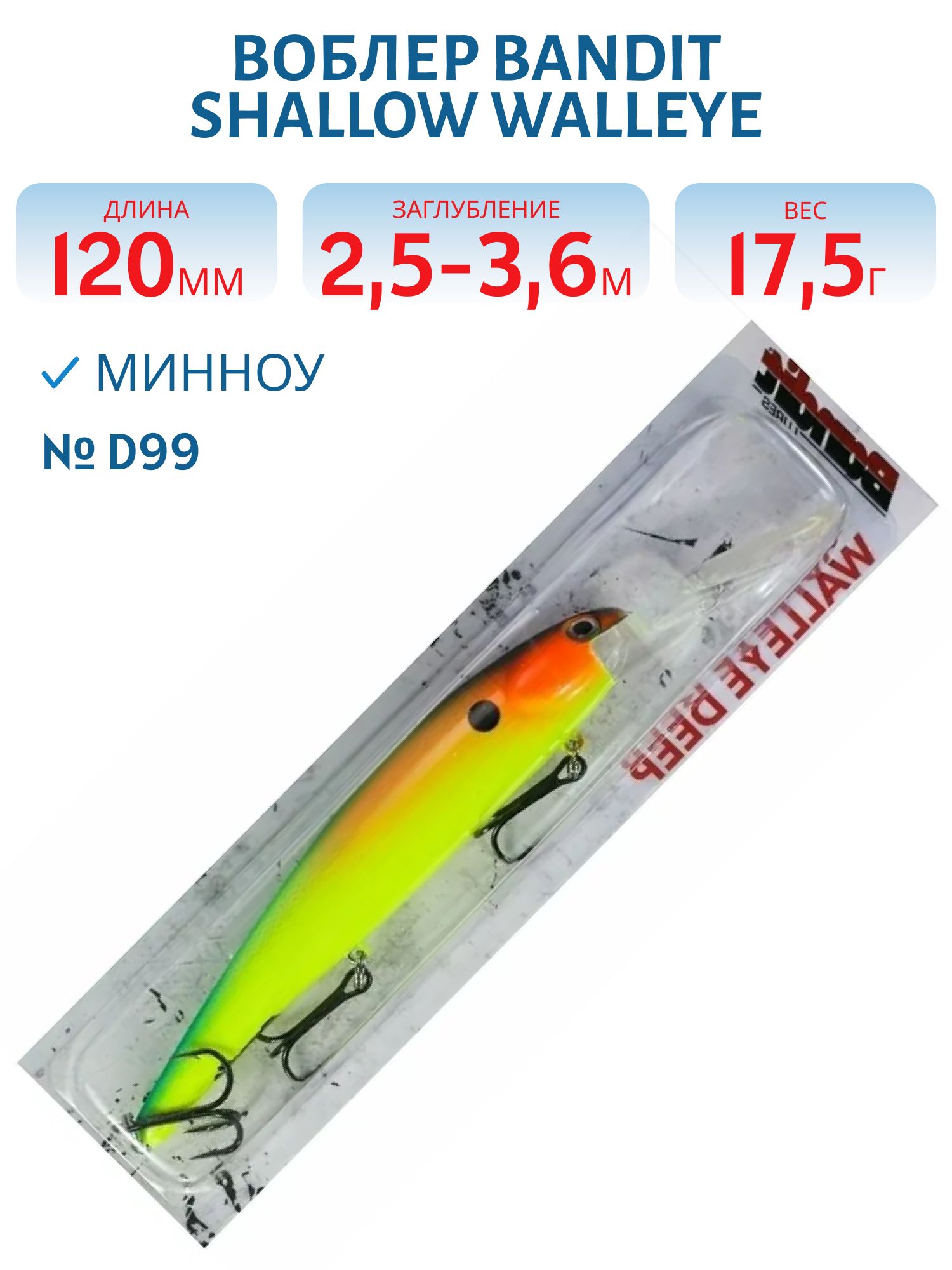 Воблер BANDIT SHALLOW WALLEYE D99
