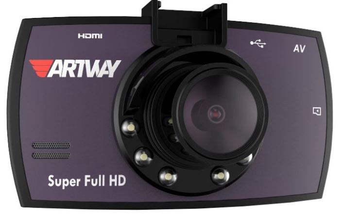 видеорегистратор artway av-700 superhd (hdr ночная съемка,угол обзора 170°,g-сенсор,датчик движения,sos,подсветка)