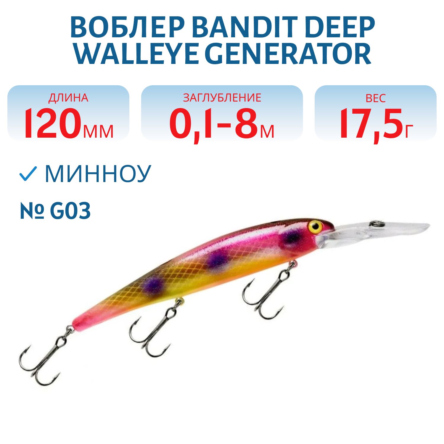 Воблер BANDIT DEEP WALLEYE GENERATOR G03
