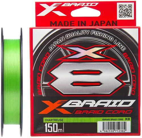 Шнур YGK X-Braid Braid Cord X8 150m Chartreuse #1.2,  0.185мм,  25lb,  11.3кг