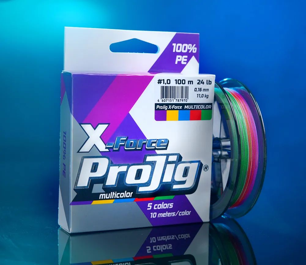Шнур ProJig X-Force Multicolor 0, 14 мм,  9, 0 кг,  100 м