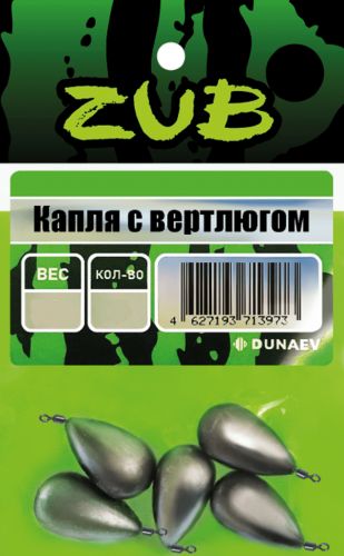 Капля с вертлюгом ZUB 14г.(упак. 4шт)