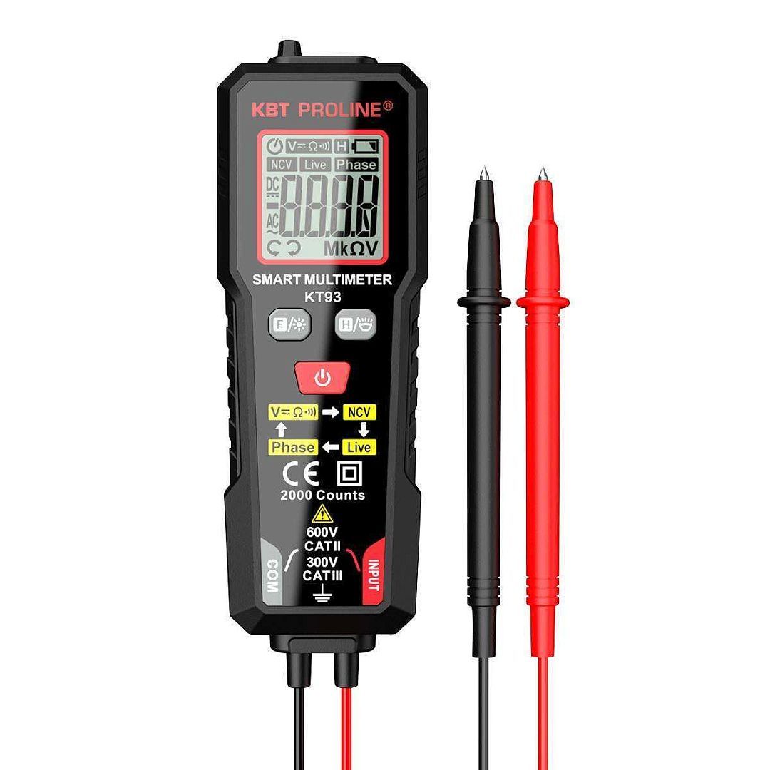 Мультиметр цифровой КТ93 Smart True RMS (автоматический выбор режимов и пределов измерений,  со встроенными щупами.)