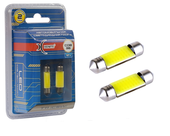 Светодиод 12V C5W (T11x36) салонный белый 1COB (5000K) Xenite (1009442) (2шт.к-т)