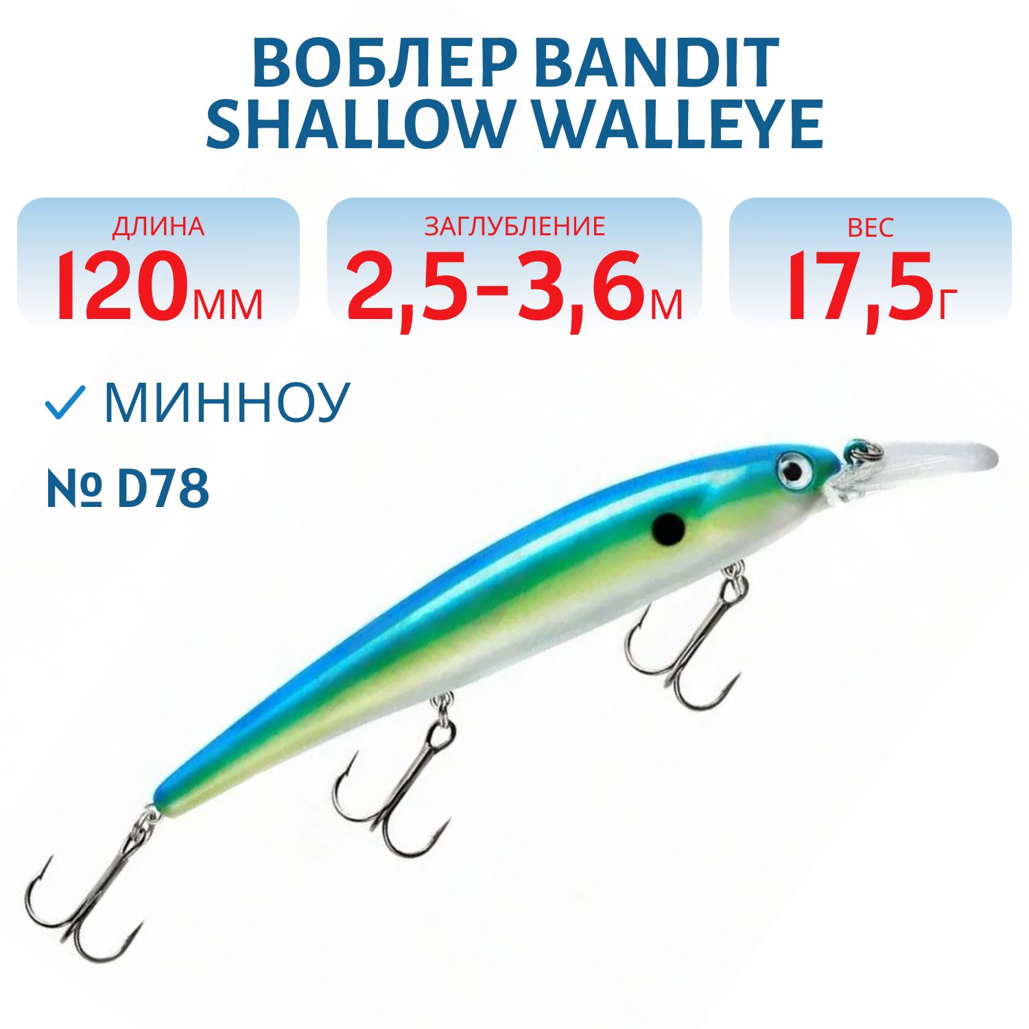 Воблер BANDIT SHALLOW WALLEYE D78