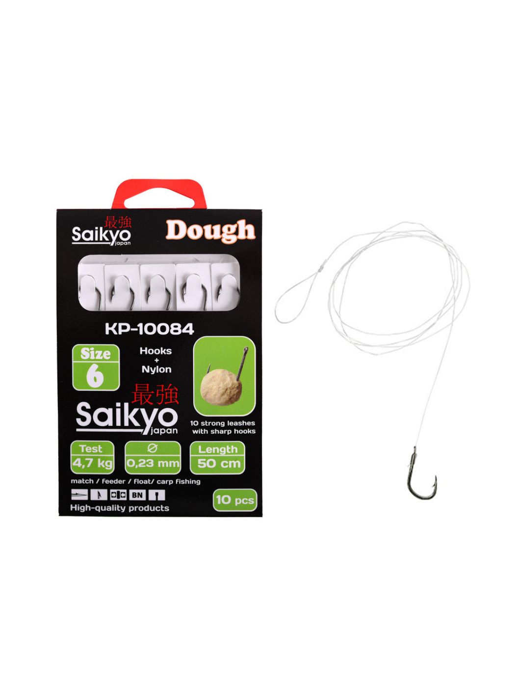 Крючки Saikyo KP-10084 Dough BN  №6 (10шт) c повод.
