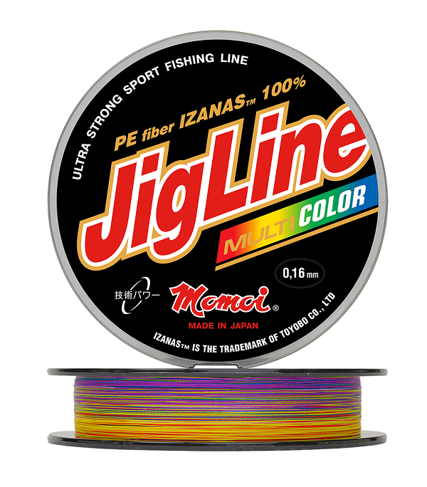 Шнур JigLine Multicolor  0,20 мм,  16,0 кг, 100 м 5 цветов по 10м.