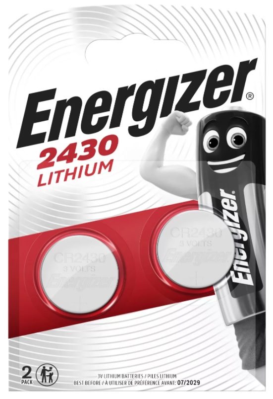 батарейка cr2430 3в bl2 lithium energizer литиевая 2шт e300830303