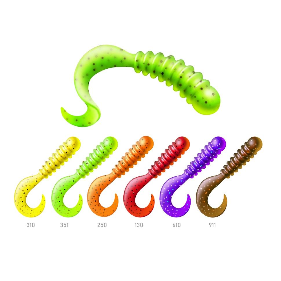 Приманка ZUB-TWIST-NANO 30мм-15шт, (цвет 351) шартрез с блестками