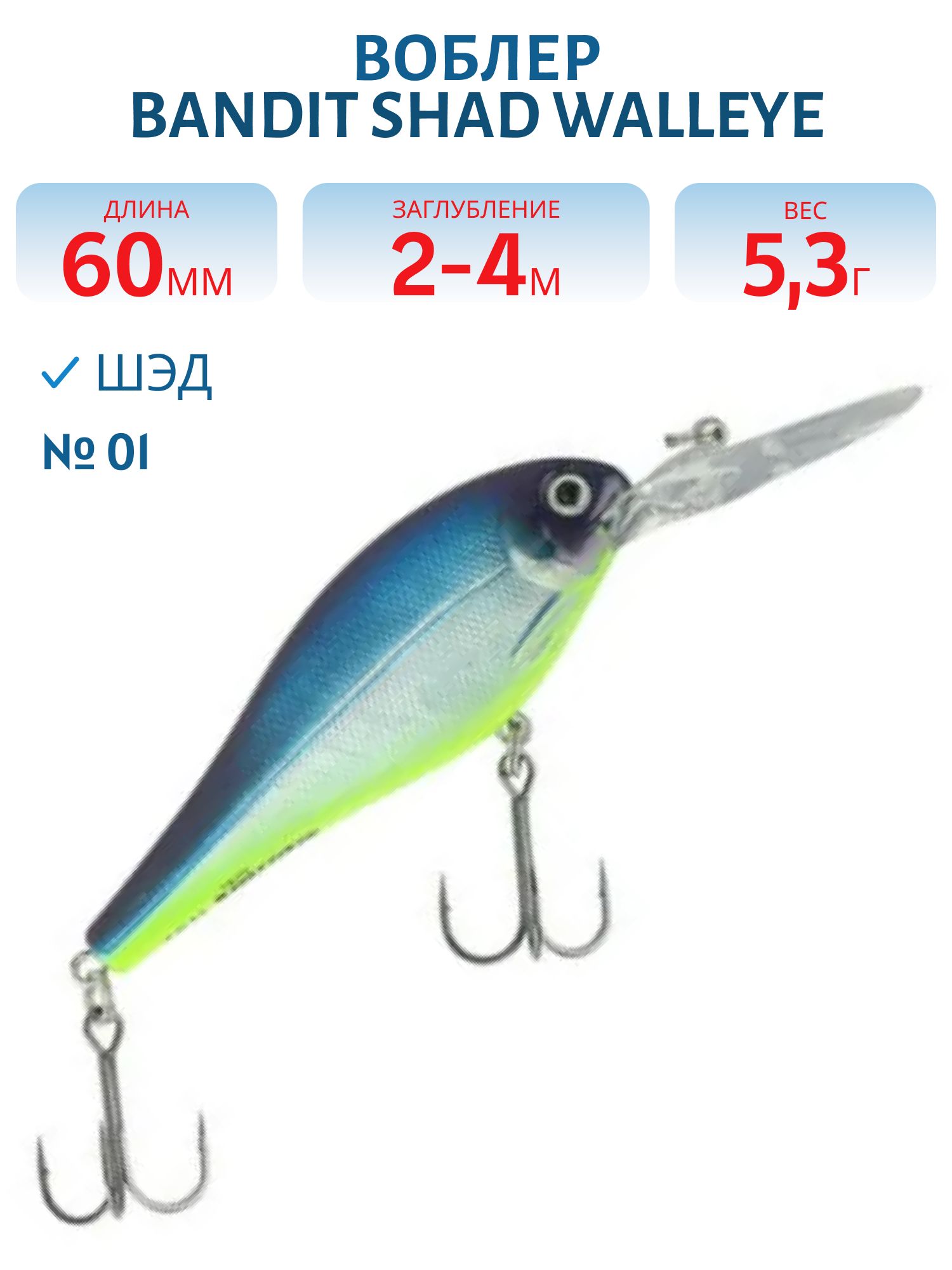 Воблер BANDIT SHAD WALLEYE 1 01