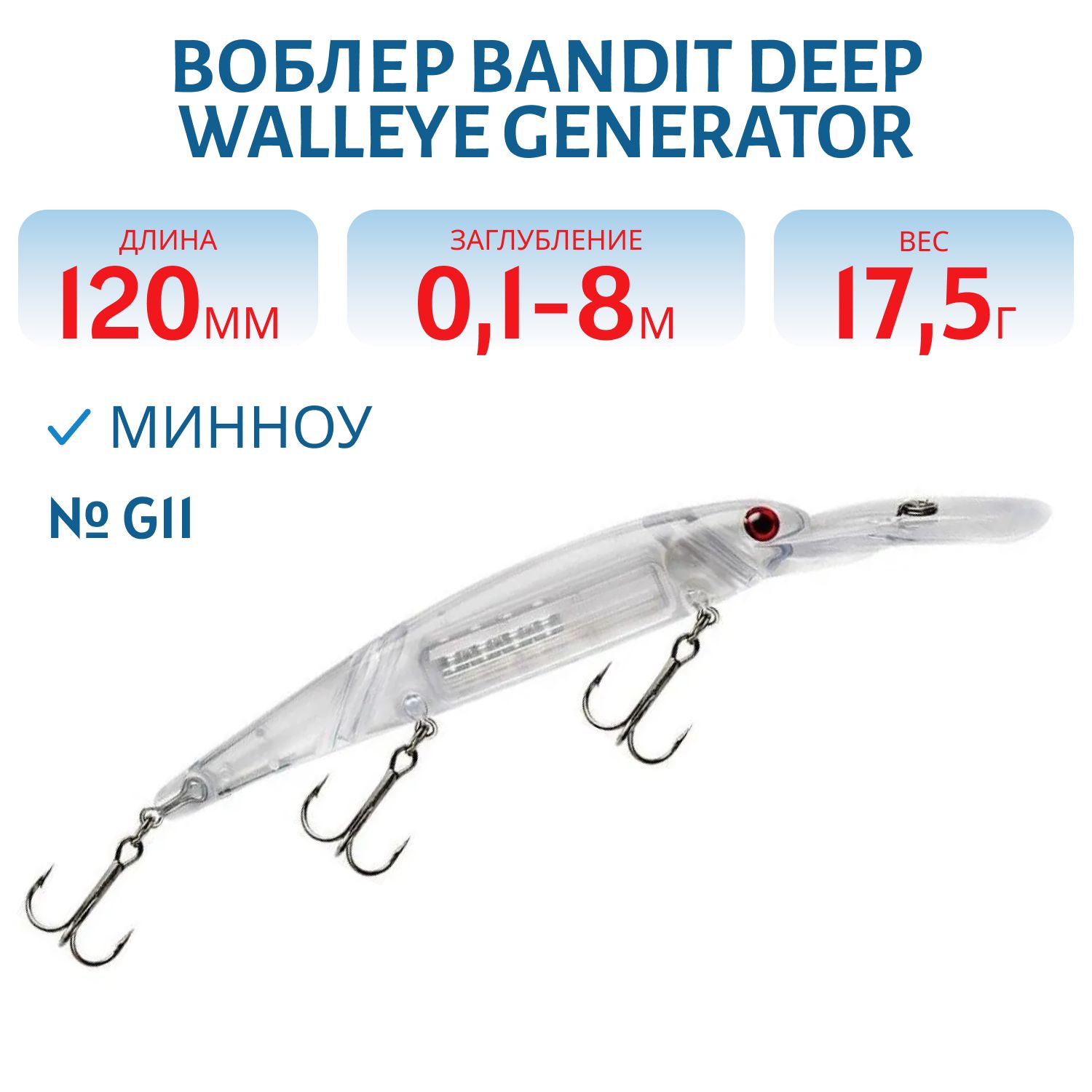 Воблер BANDIT DEEP WALLEYE GENERATOR G11