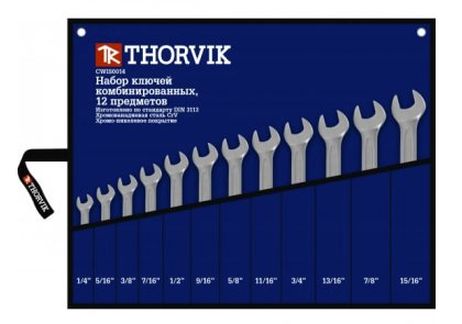 Набор ключей комбинированных 12пр. (1/4"-15/16") сумка Thorvik CWIS0012