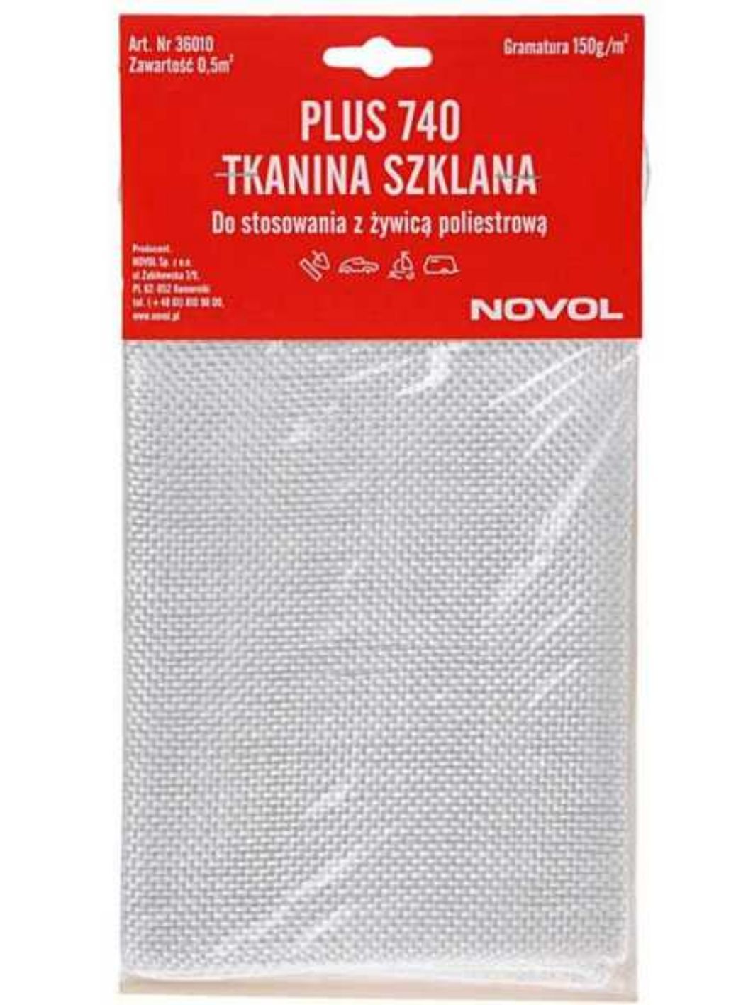 Стеклоткань 150гр/кв.м.0, 5 кв.м. NOVOL PLUS740 арт.36010