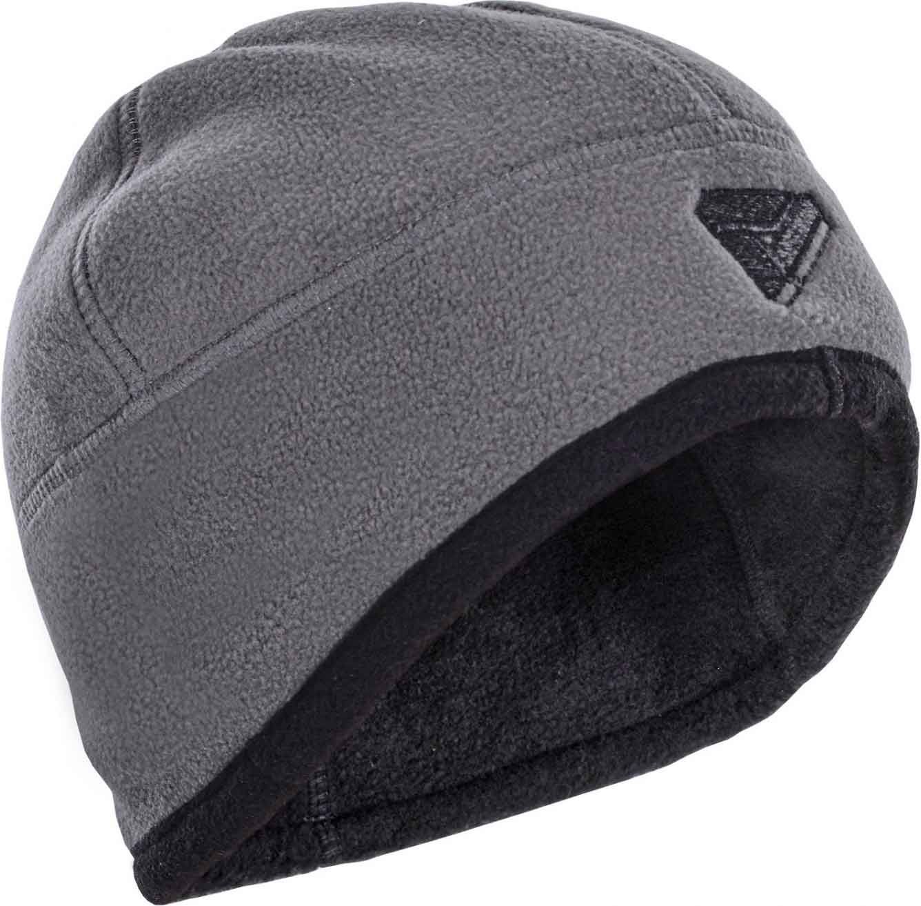 шапка мужская зимняя "winter hsn", флис 380 серый-черный (выш. зеленая) (58)