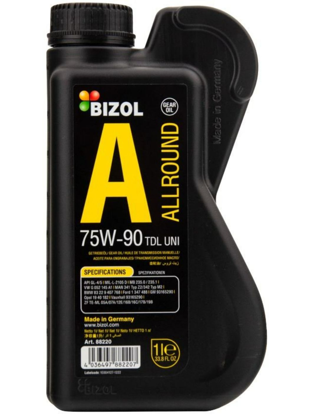 BIZOL Allround Gear Oil TDL 75W90 GL-4/5 1л синтетическое трансмиссионное масло