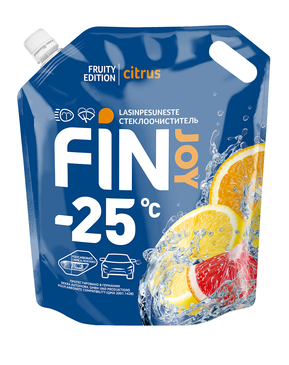 Очиститель стекла FIN JOY FRUITY citrus -25*С 3л дой-пак зимний
