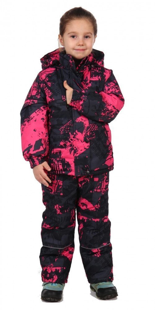 костюм детский "морозко" тк.мембрана drylaw  цв.черный/розовый р.158