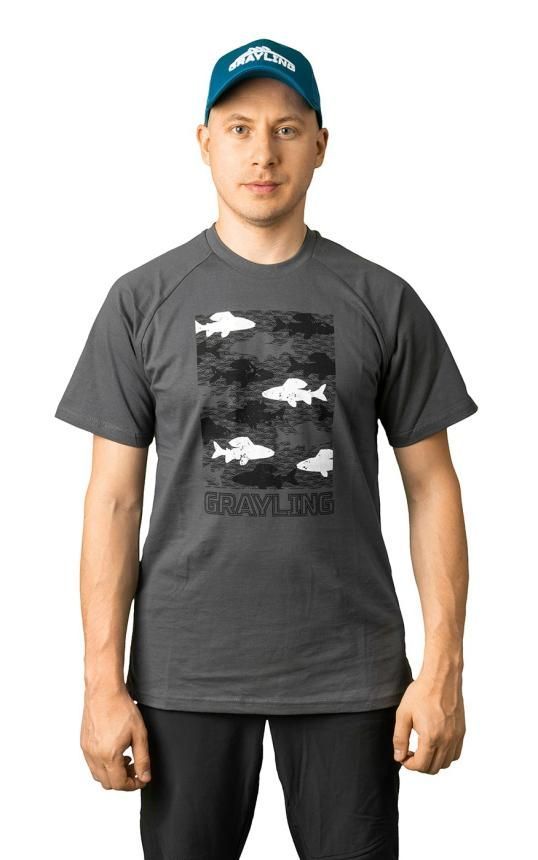 Футболка GRAYLING Fishes(Фишс)(хлопок,  графит) GTS-05GRT р-р L