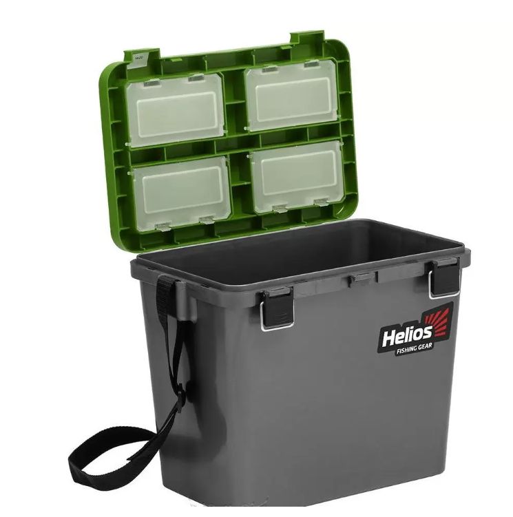 Ящик рыболовный зимний (19л) односекционный серый/салатовый Helios