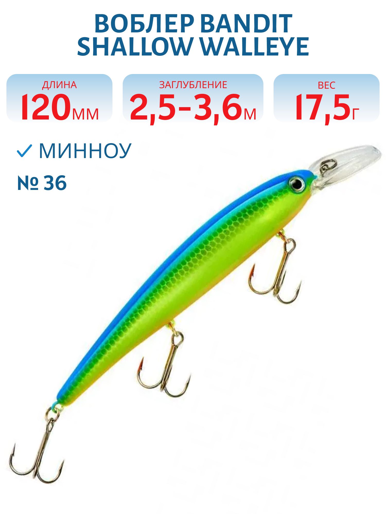 Воблер BANDIT SHALLOW WALLEYE 36