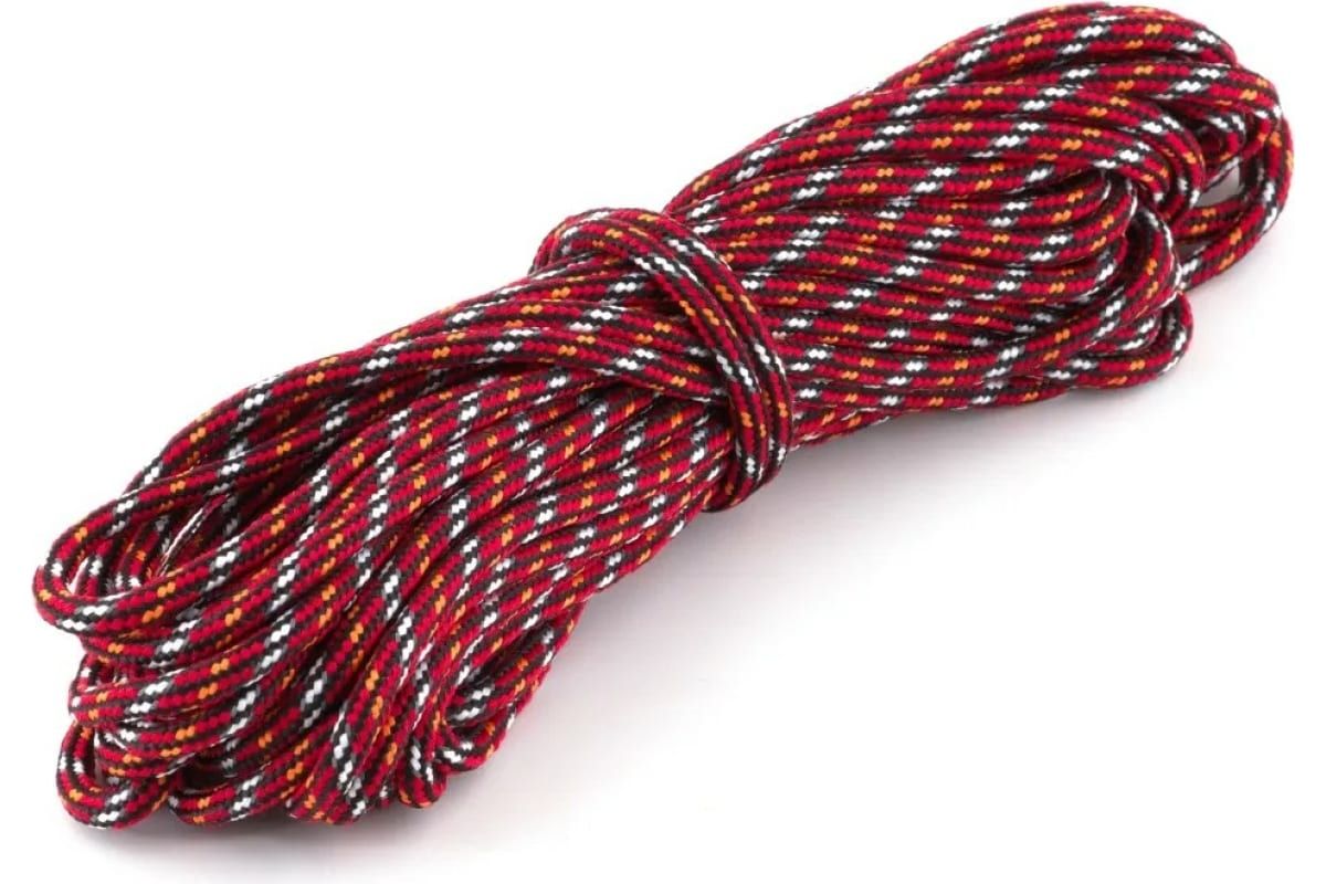 Шнур светоотражающий "СЛЕДОПЫТ",  d-4 мм,  L-10 м,  красный-оранжевый-черный 