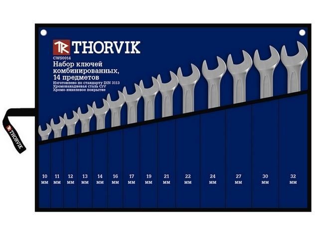Набор ключей комбинированных 14пр. (Ø10-32мм) сумка Thorvik CWS0014