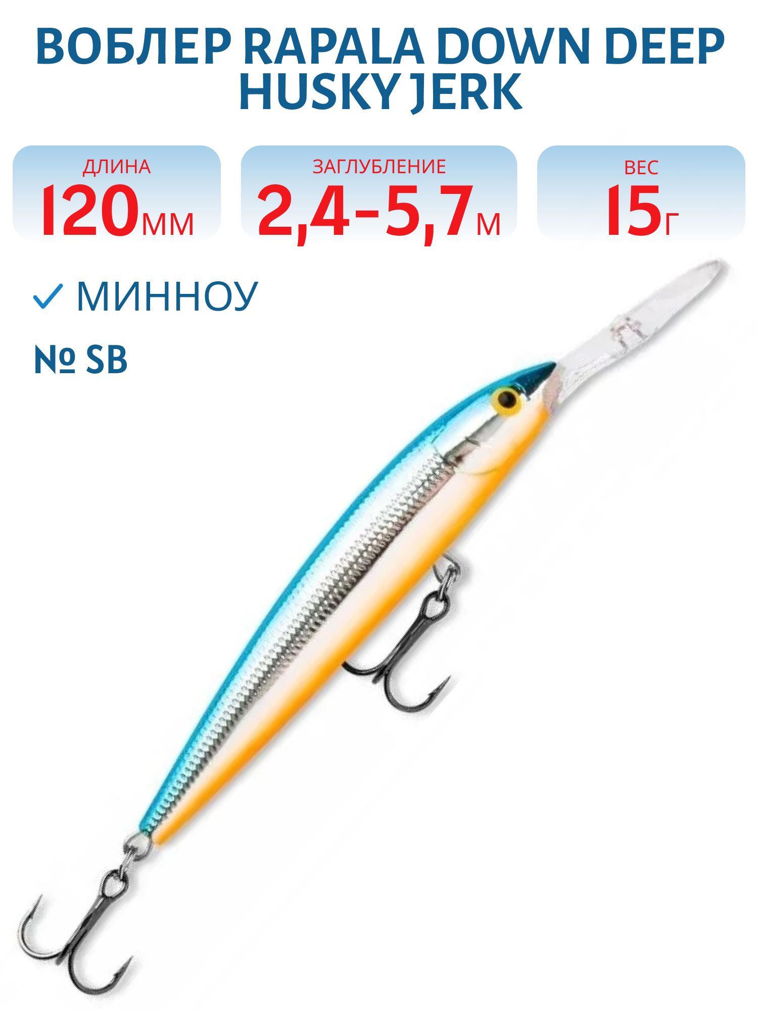 Воблер Rapala Down Deep Husky Jerk 12 /SB