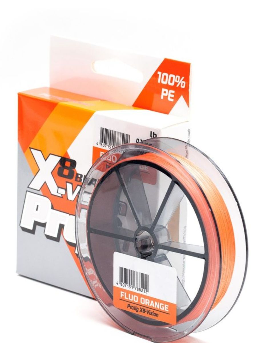 Шнур ProJig X8-Vision 0, 24 мм,  18, 0 кг,  150 м,  оранжевый