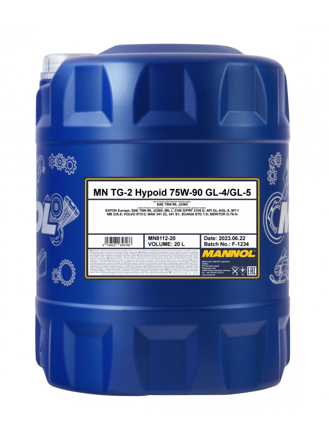 MANNOL TG-2 Hypoid 75W90 GL-4/5 8112 20л синтетическое трансмиссионное масло