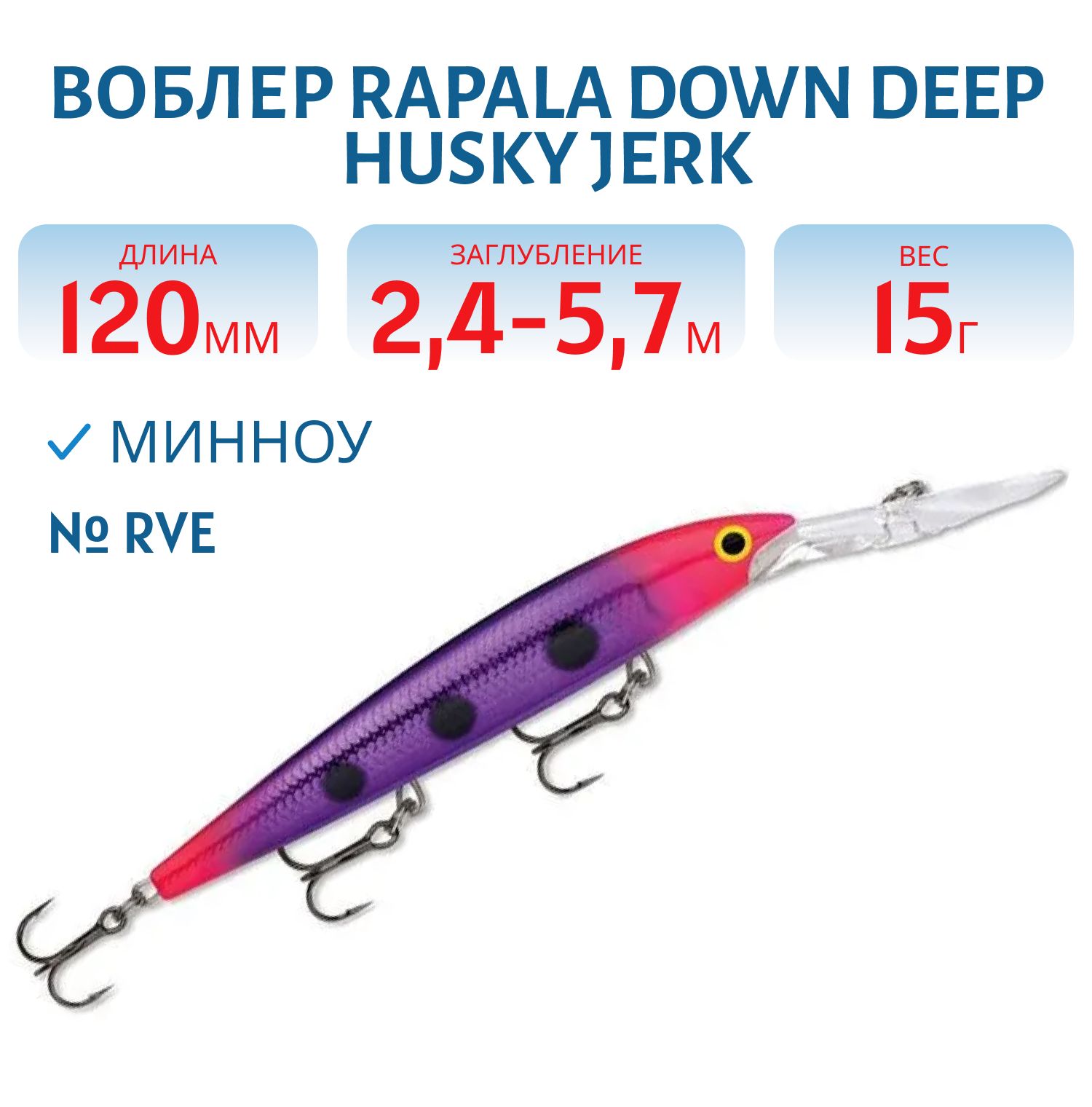 Воблер Rapala Down Deep Husky Jerk 12 /RVE