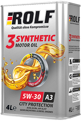 ROLF 3-SYNTHETIC 5W30 A3/B4 4л синтетическое моторное масло