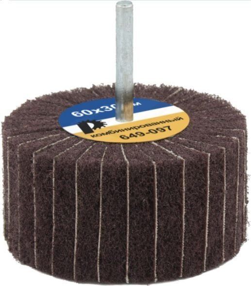 Круг лепестковый с оправкой 60*30мм комбинированный,  хвостовик 6мм ПРАКТИКА (649-097)