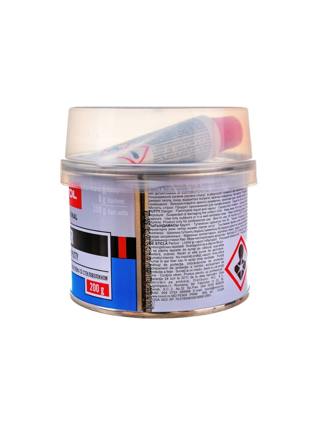 Шпатлевка NOVOL 1220 FIBER 200гр стекловолокно