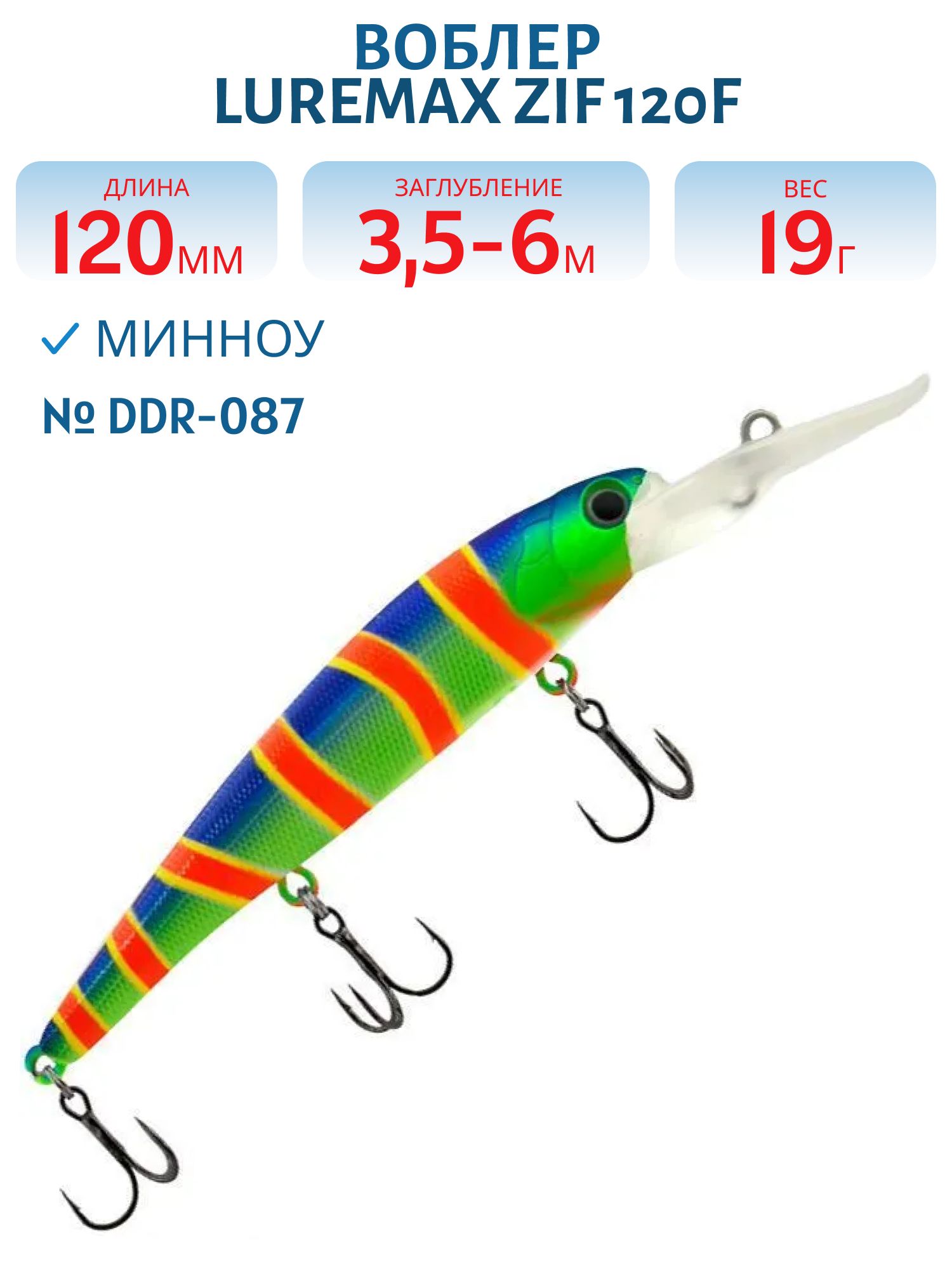 Воблер LureMax ZIF 120F DDR-087 19 г. плавающий