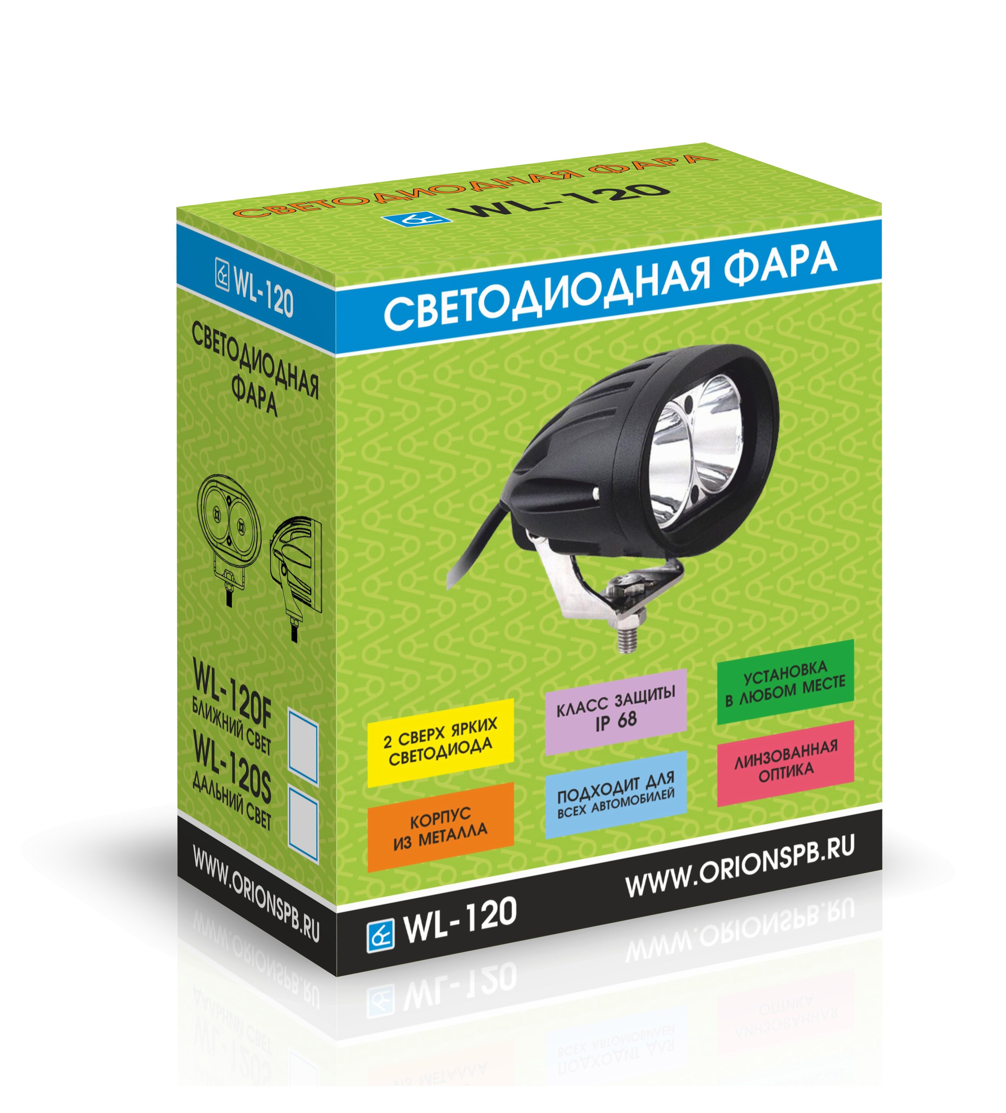 Фара светодиодная,  ближний свет,  2 диода,  20Вт WL-120F
