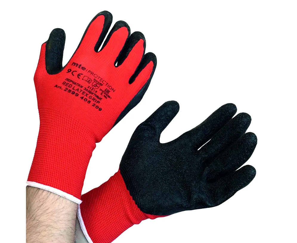 Перчатки MTE "RED LATEX" с покрытием из латекса Р.9 (2899408209)