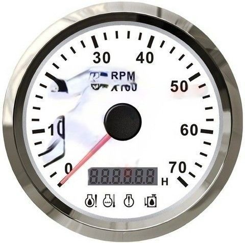 Тахометр, белый, до 7000 оборотов, посадочный диаметр 85мм RTD85TAW70SL 